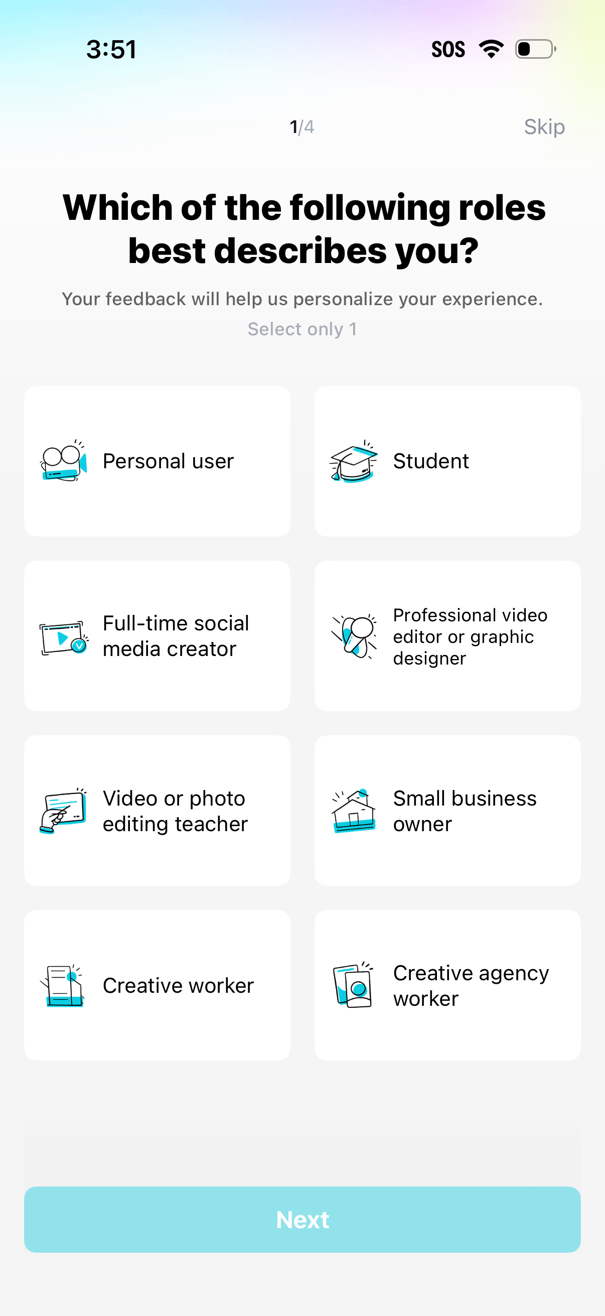 capcut onboarding screenshot